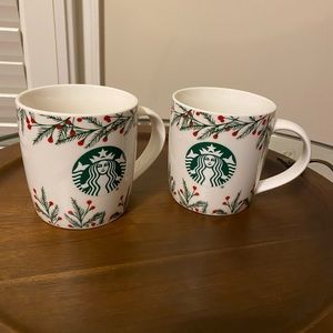Bundle of 2 Starbucks Christmas Mugs 2020 GreenWinter Vines Red Holly Be…